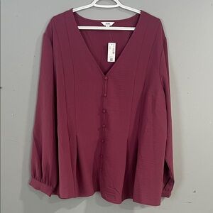 Woman’s Penningtons Women's Plum V-Neck Blouse 3X